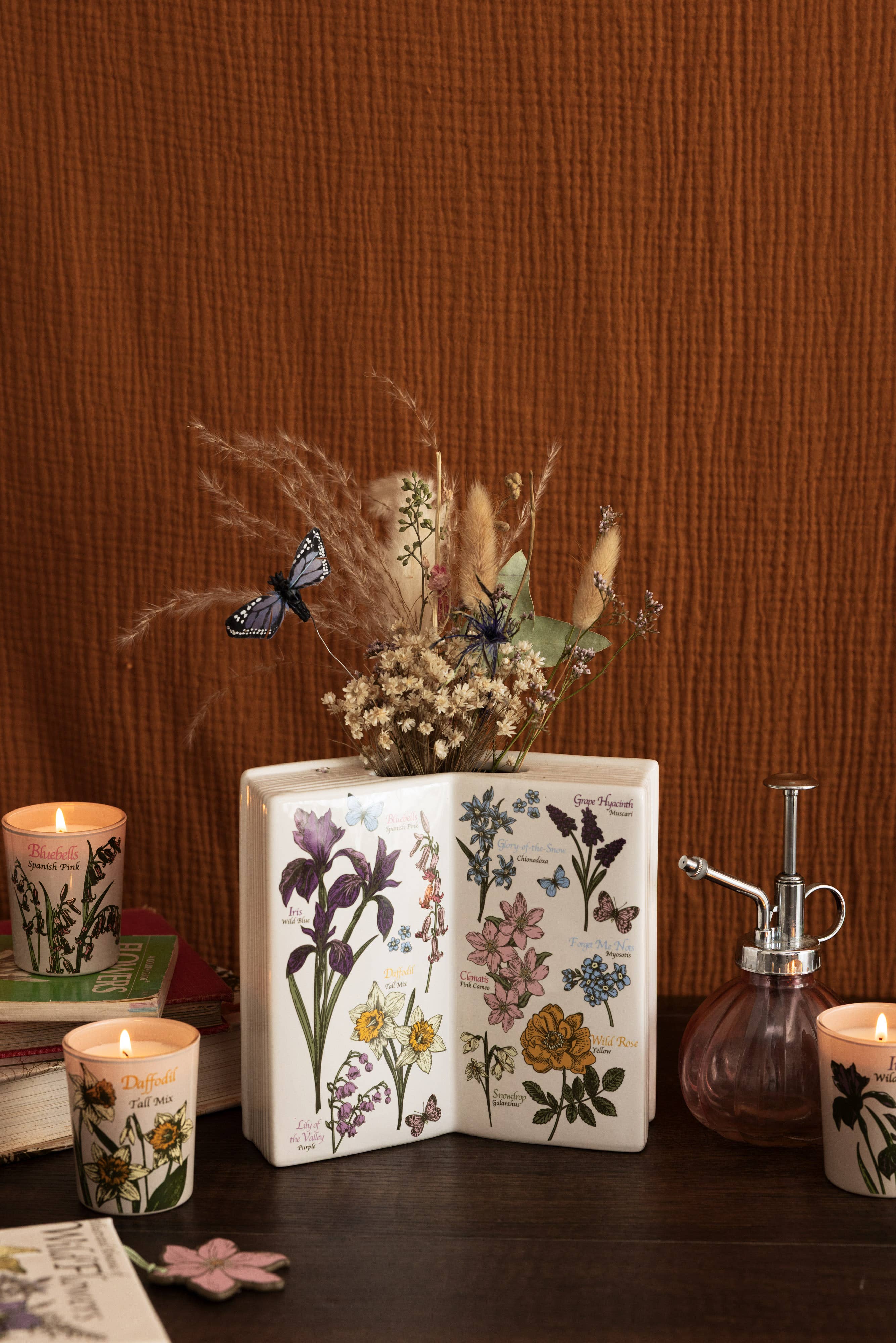 Open Book Vase, Wildflowers