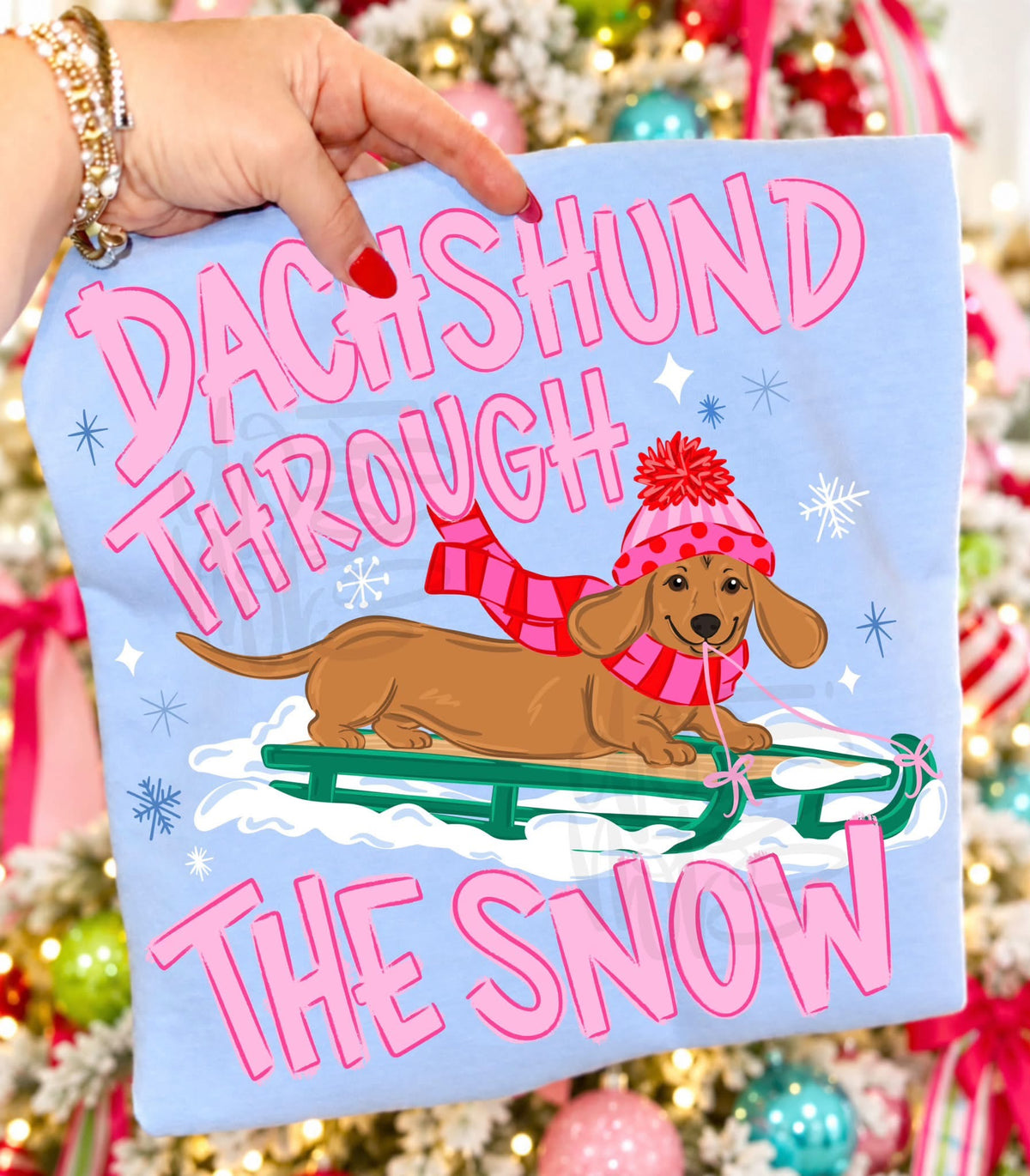 Dachshund Through the Snow — Blue Crewneck