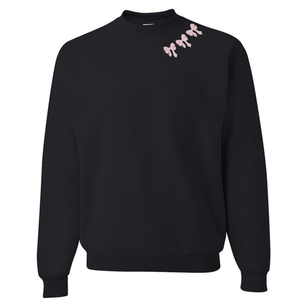 Embroidered 'Bow Collar' Crewneck Sweatshirt