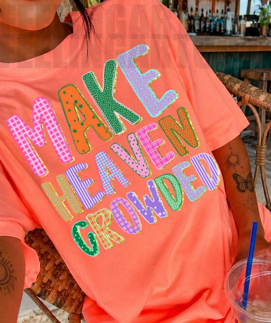 Patchwork Bright Make Heaven Crowded colorful Christian graphic tee wholesale