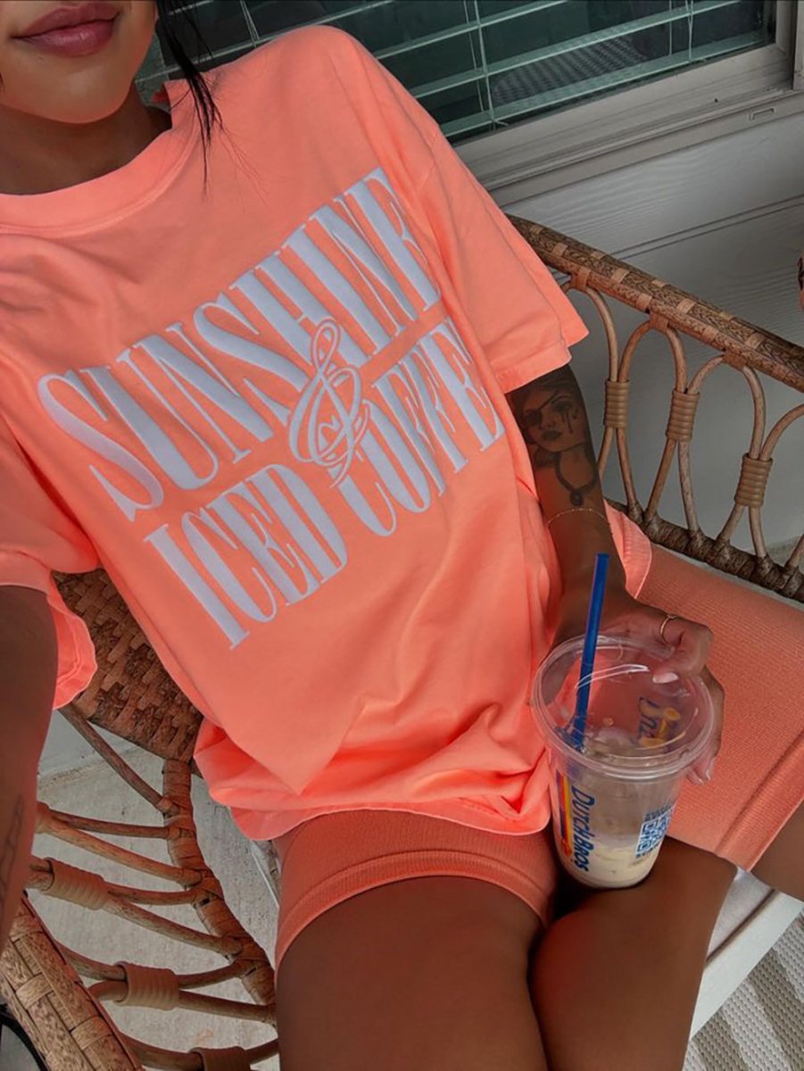 'Sunshine & Iced Coffee' PUFF T-Shirt