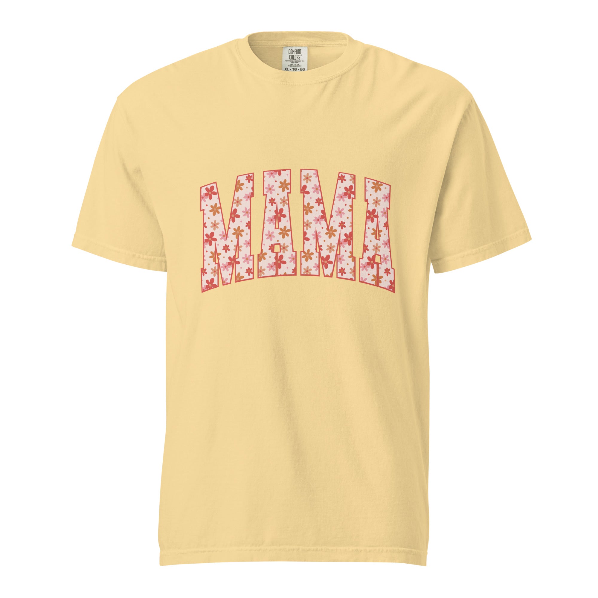 Orange floral mama comfort color tee