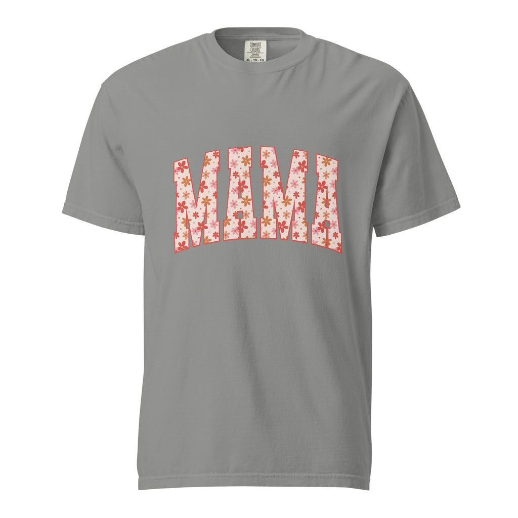 Orange floral mama comfort color tee