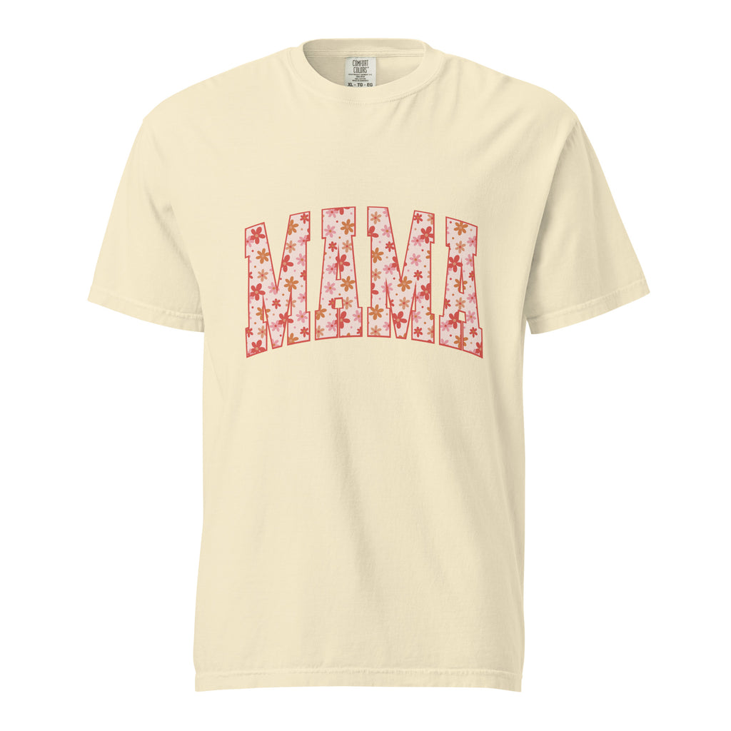Orange floral mama comfort color tee