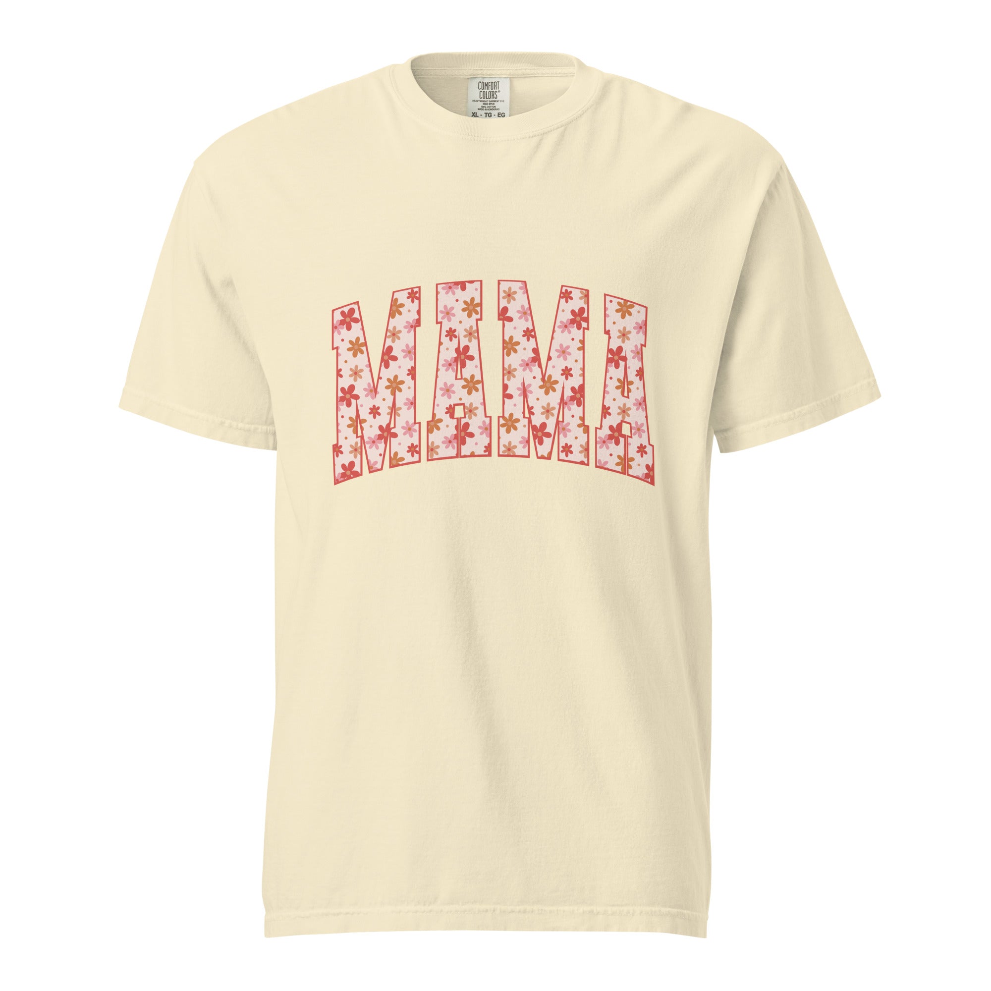 Orange floral mama comfort color tee