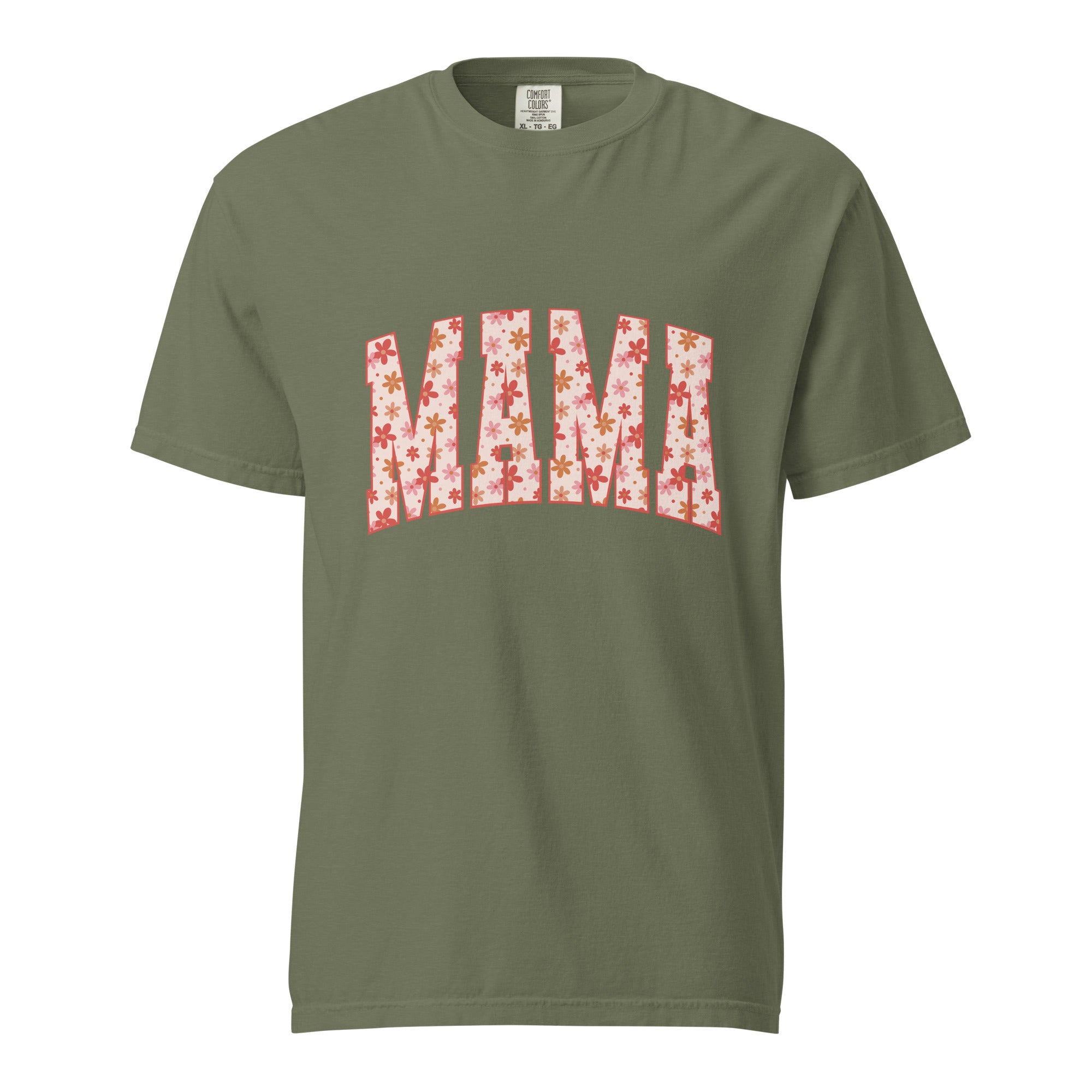 Orange floral mama comfort color tee