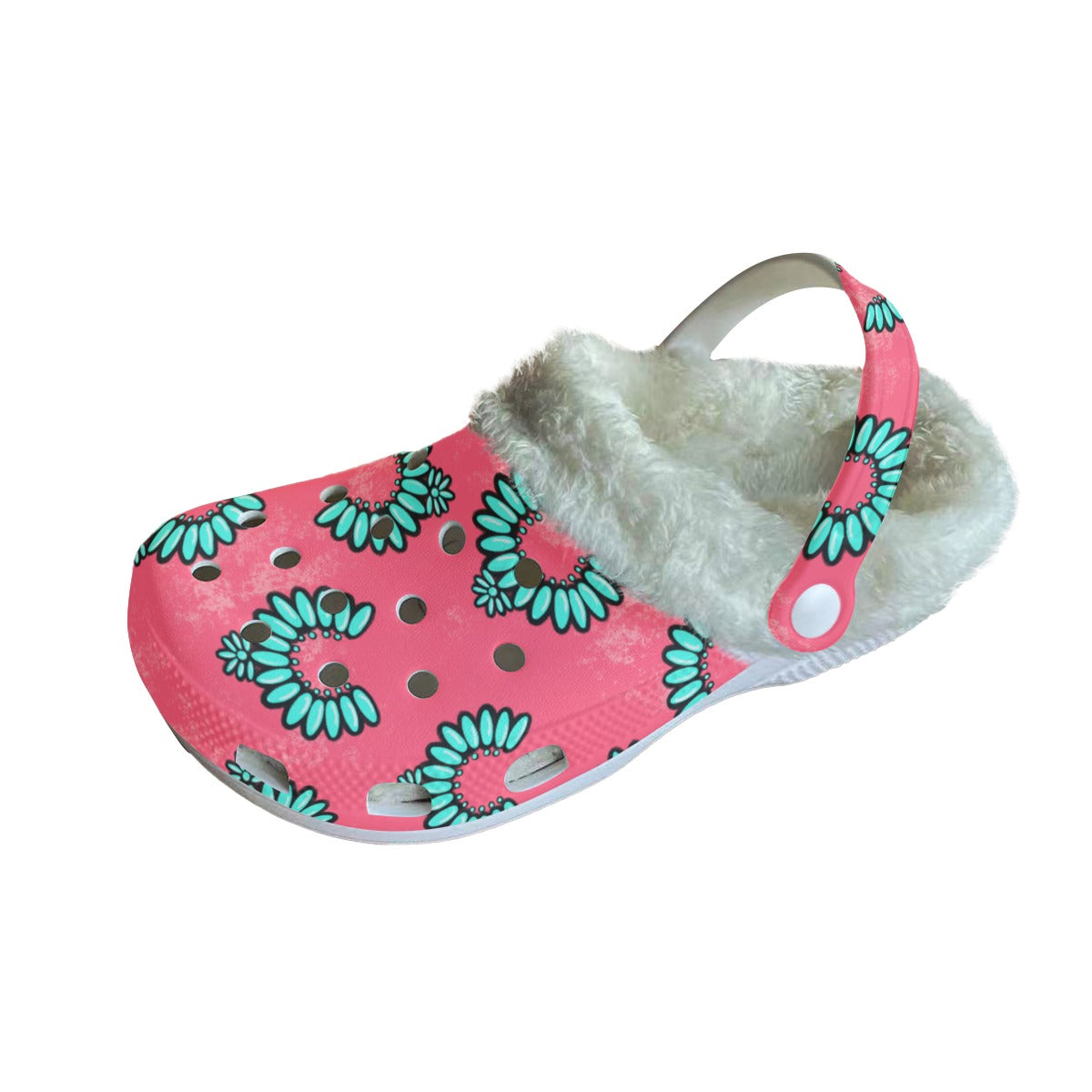 Hot pink & Turquoise jewls Women's Classic Clogs with Fleece 15-20 business day turnaround time