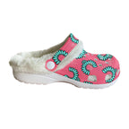 Hot pink & Turquoise jewls Women's Classic Clogs with Fleece 15-20 business day turnaround time