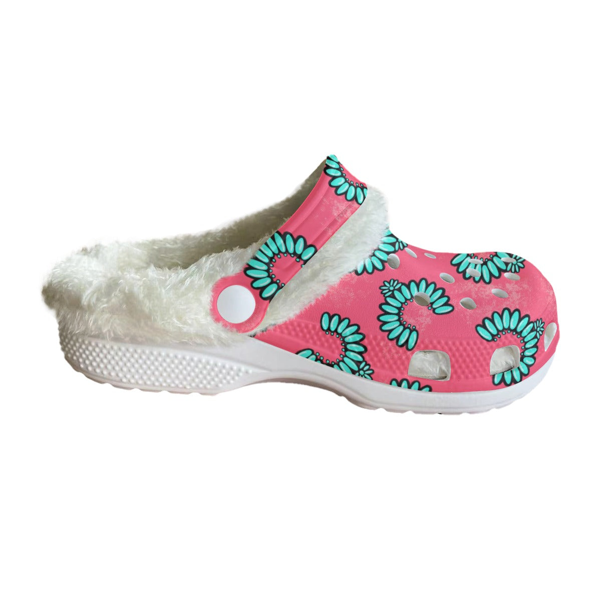 Hot pink & Turquoise jewls Women's Classic Clogs with Fleece 15-20 business day turnaround time