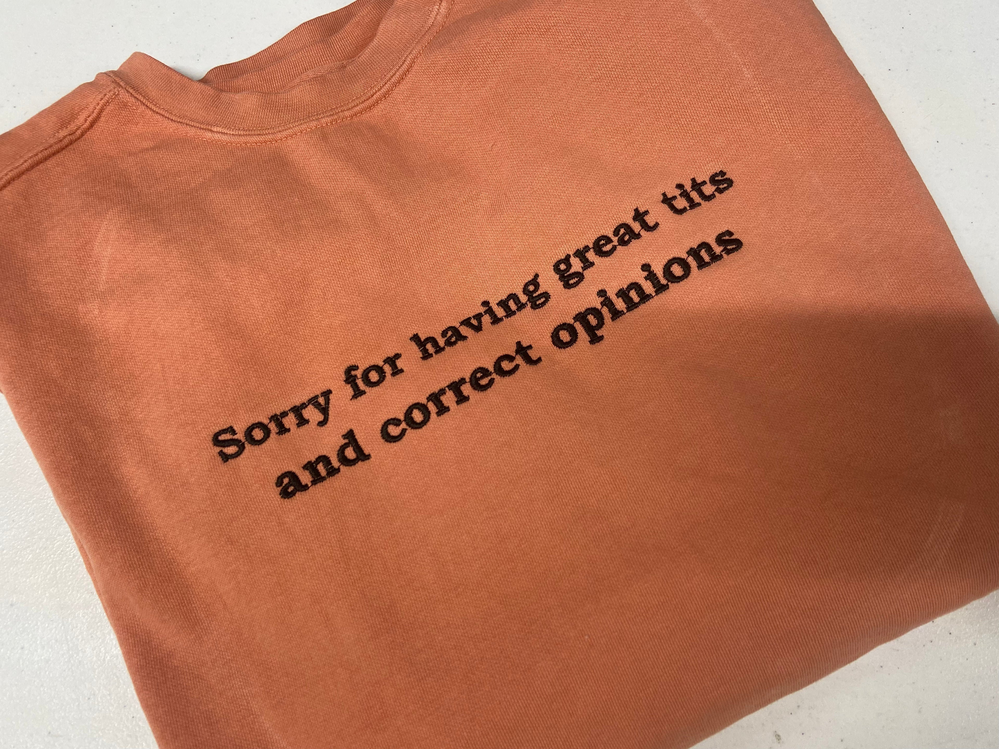 Sorry for having great tits rust embroidered