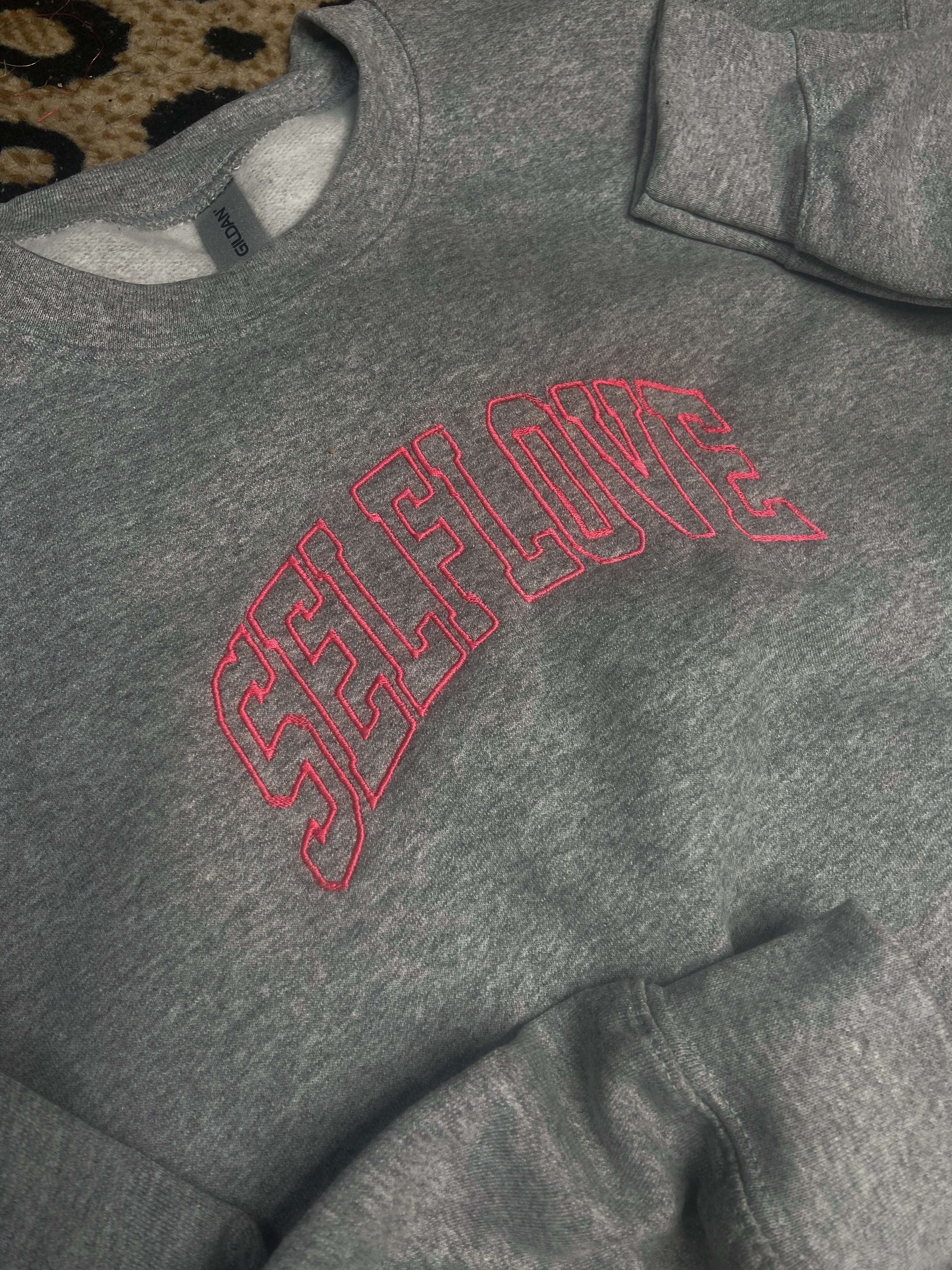 Self love gray embroidered sweatshirt